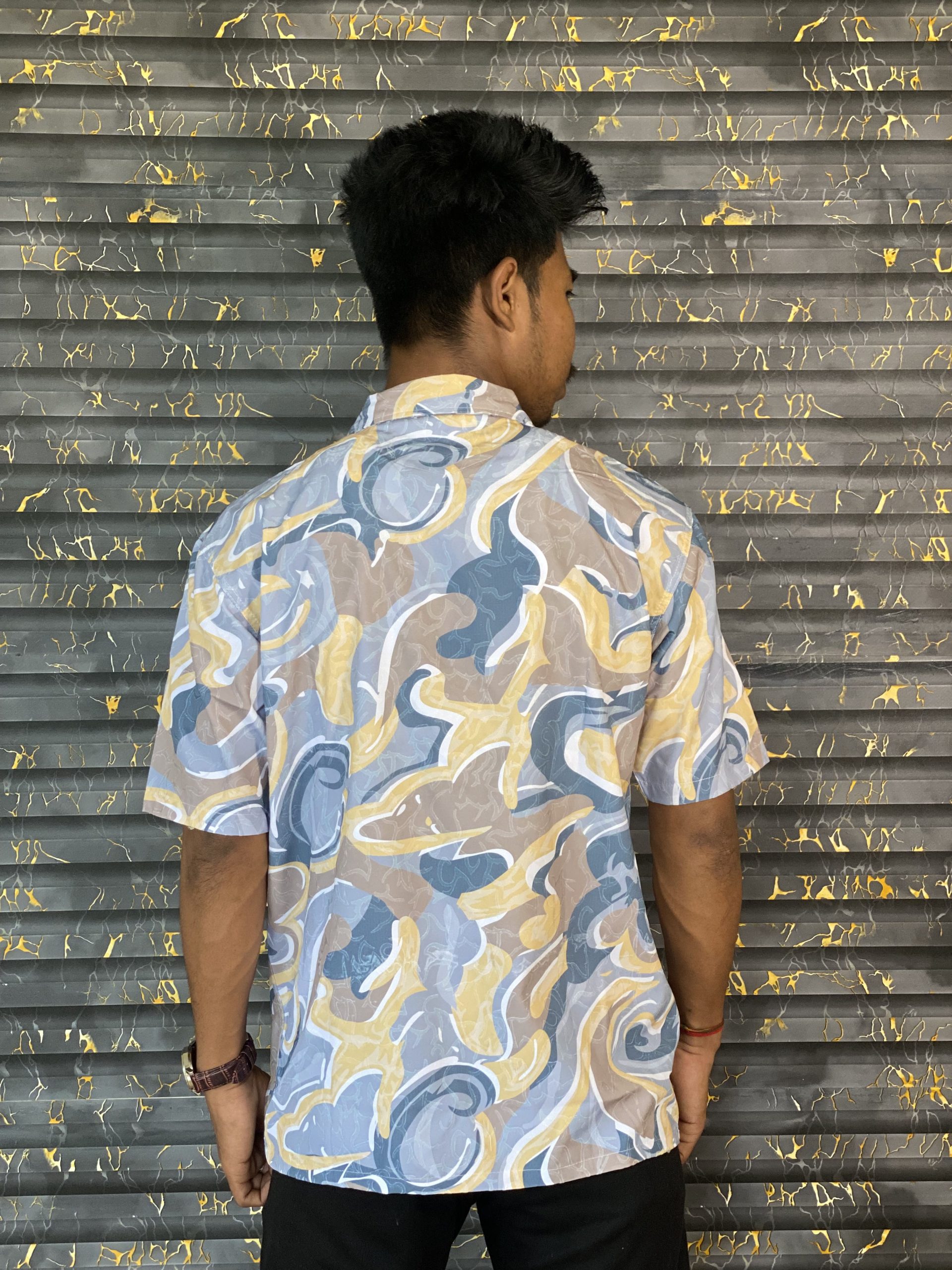 Drop-Shoulder Casual Shirt Sky Yellow - Image 2