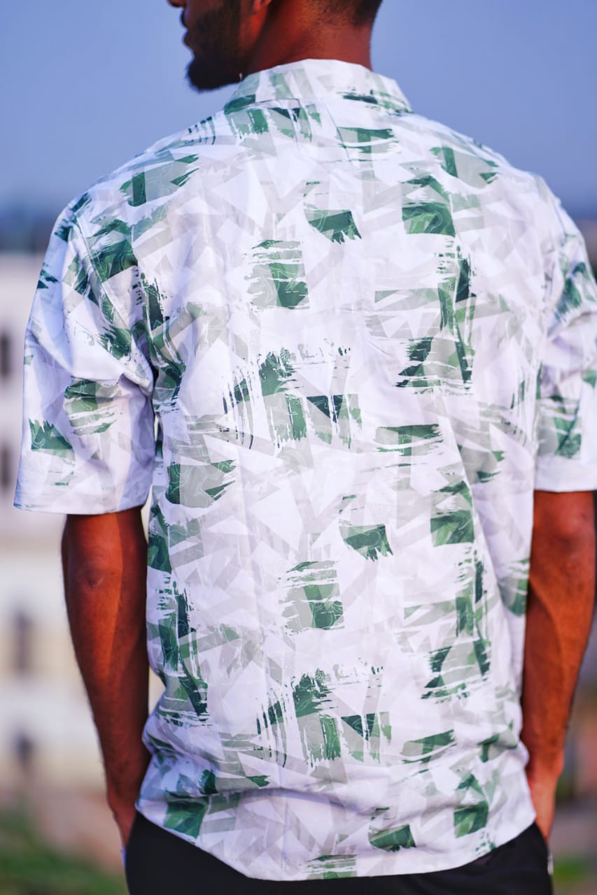 Drop-Shoulder Casual Shirt Olive Green - Image 2